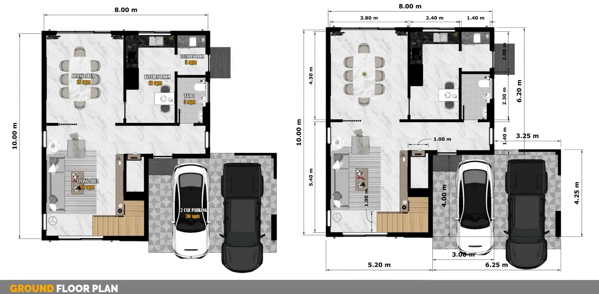 Modern House Design 8x10 m 2storey House with 3Bedroom 