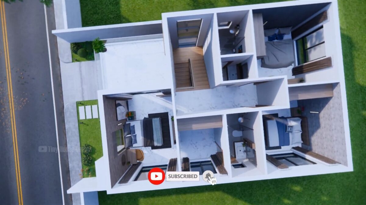 Small House Design 7m x 10m with 4 Bedrooms