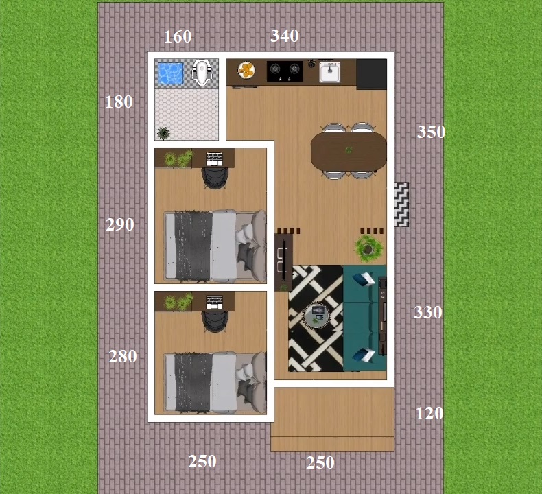 17x23 Small Modern House 5x7 Meter 2 Bed 1 bath