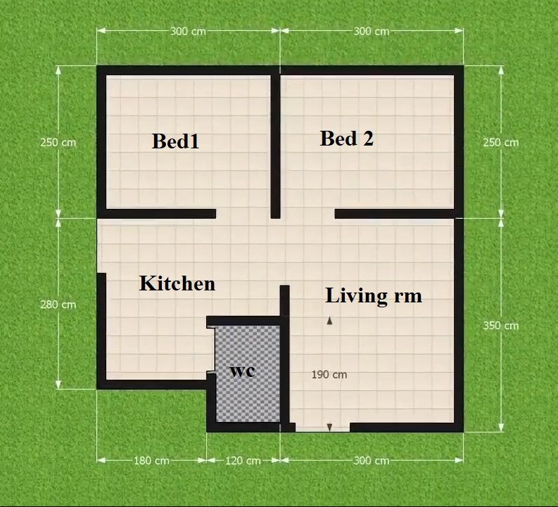 20x20 Small Cottage House Plans 6x6M 2 Beds 1 bath