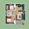 20x20 Small Home Floor Plans 6x6 Meter 2 Bed 1 bath