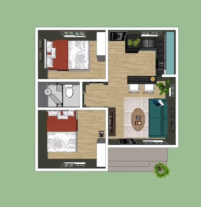 20x20 Small Home Floor Plans 6x6 Meter