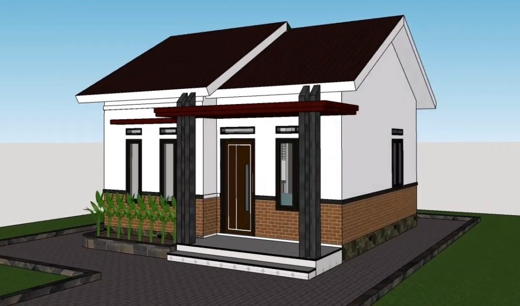 20x20 Small House Floor Plans 6x6M with 2 Beds 1 bath - House Plans 3D