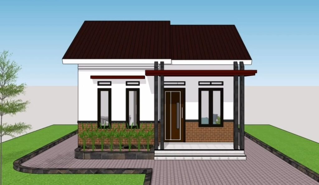 20x20 Small House Floor Plans 6x6M with 2 Beds 1 bath - House Plans 3D