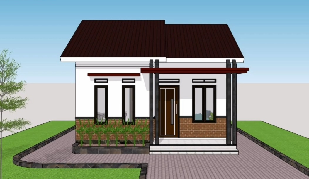 20x20 Small House Floor Plans 6x6M with 2 Beds 1 bath