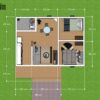 23x20 Small Modern House Plans 7x6 Meter 2 Beds 1 bath layout plan