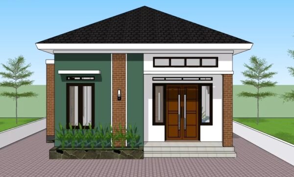 23x23 Simple House Plans 7x7M 2 Beds 1 Bath