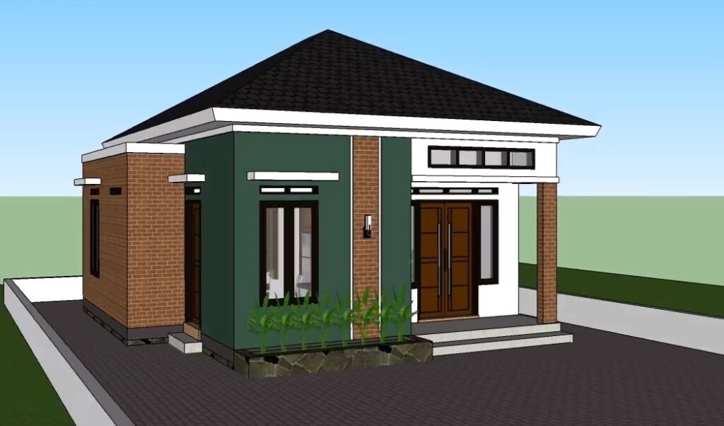 23x23 Simple House Plans 7x7M 2 Beds 1 Bath - House Plans 3D