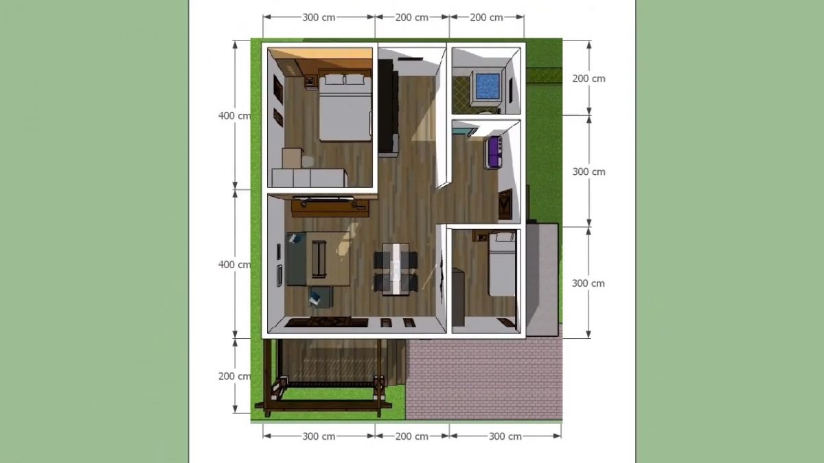 26x33 Tiny Home Plans 8x10M with 2 Beds 1 Bath layout plan
