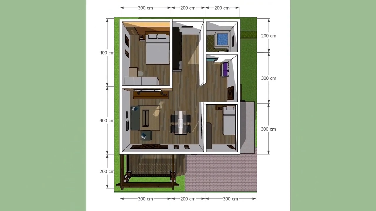 26x33 Tiny Home Plans 8x10M with 2 Beds 1 Bath layout plan