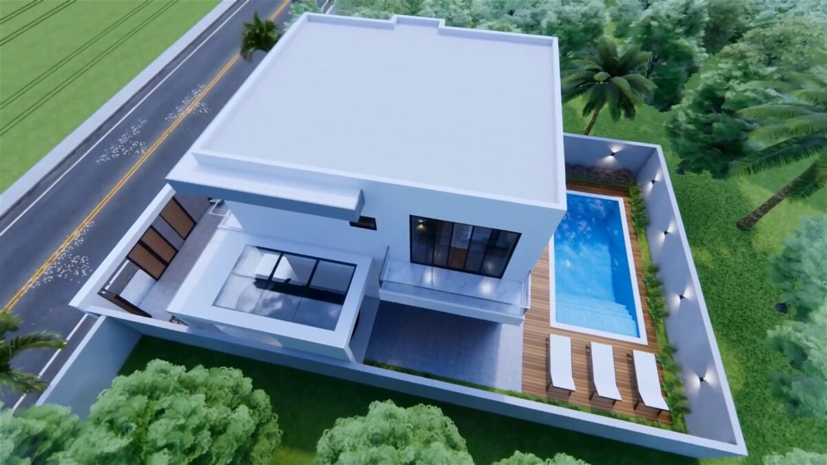 25X30 House Plans 3d 7.5x9 Meter with Swimming Pool 4 Bed 4 Bath - Image 12