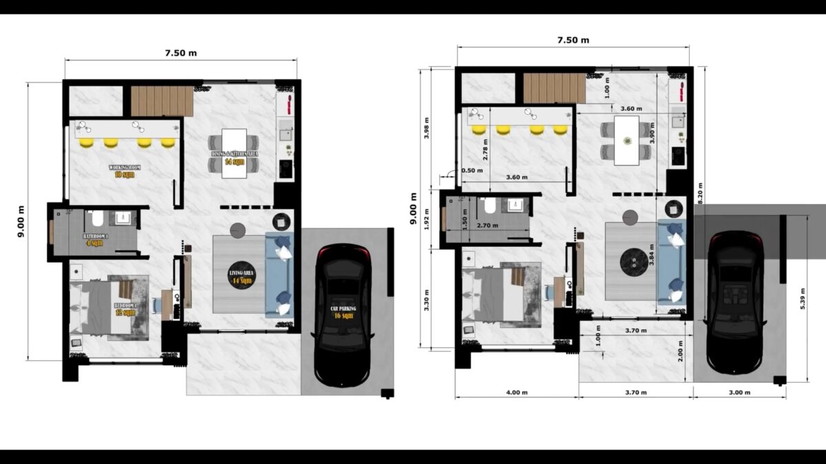 25X30 House Plans 3d 7.5x9 Meter with Swimming Pool 4 Bed 4 Bath