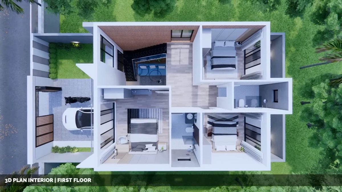 26x31 House Plans 3d 8x9.5 Meter 4 Bed 3 Bath