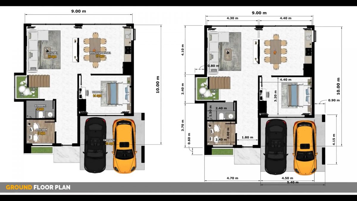 30x33 House Plans 3d 9x10 Meter 4 Bed 4 Bath
