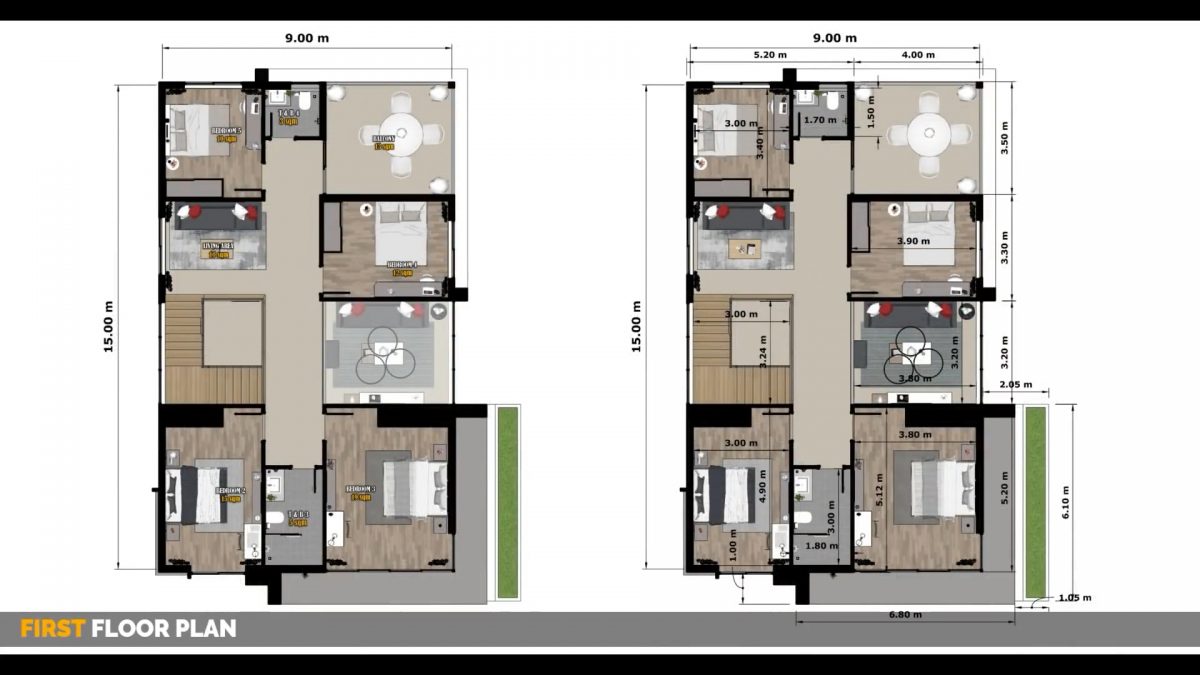 30x49 House Plans 3d 9x15 Meter 5 Bed 4 Bath
