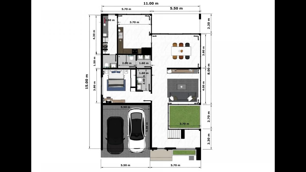36x49 House Plans 3d 11x15 Meter 5 Bed 7 Bath