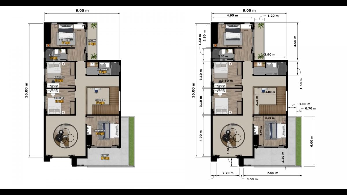 30x53 House Design Modern 9x16 House 2 Storey 5 Beds 4 Baths