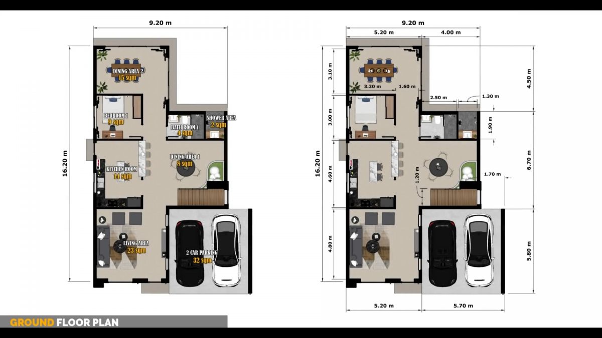 30x53 House Design Plans 9x16 Meter Simple House 4 Bedrooms 4 Bathrooms PDF Full Plan