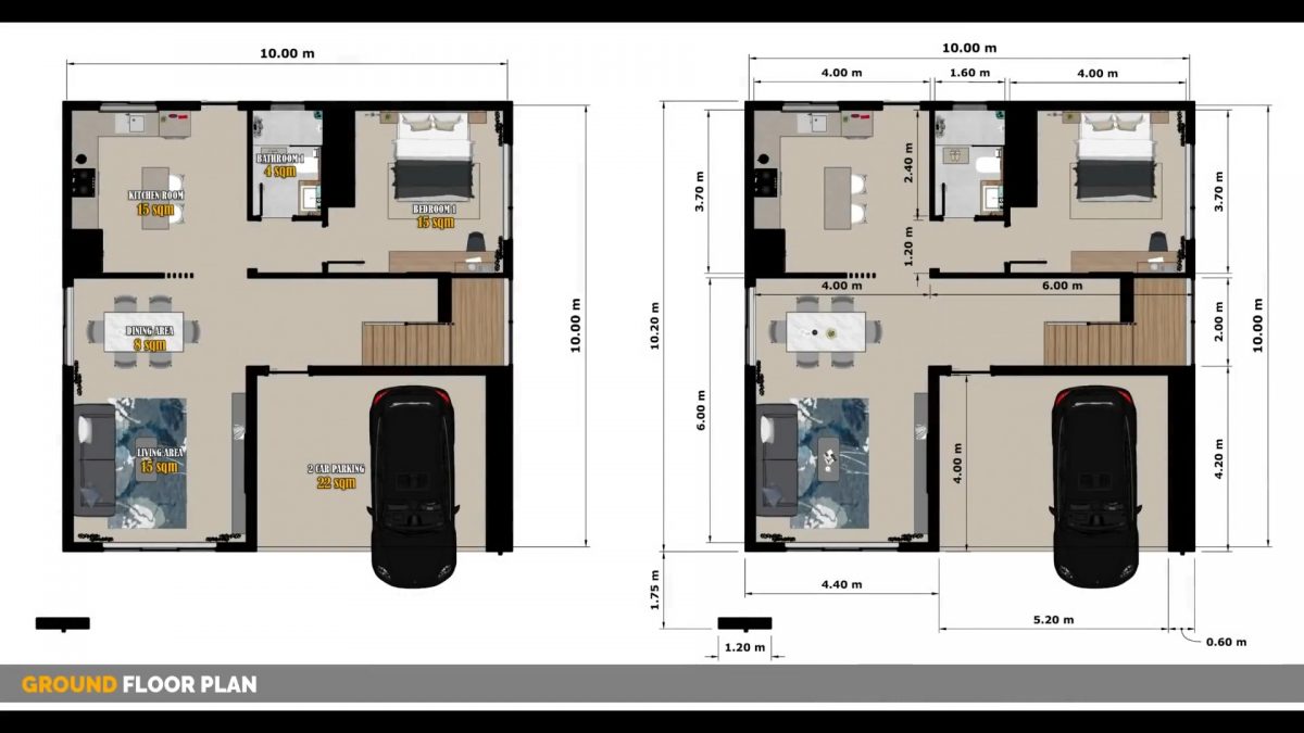 33x33 House Plans 3d 10x10 Meter Modern House Design 4 Bedrooms 4 Bathrooms