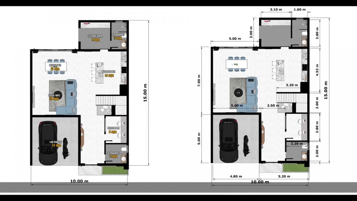 33x49 House Design Modern 10x15 M House Plan 4 Bedrooms 6 Bathrooms
