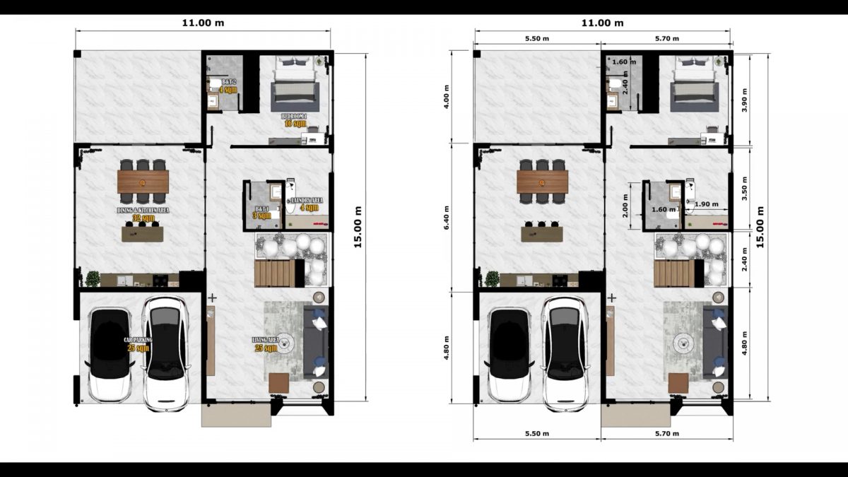 36x49 House Design Plans 11x15 Meter Modern House 5 Bedrooms 6 Bathrooms