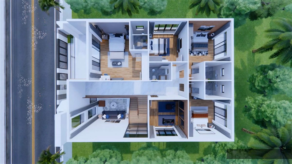 36x49 House Design Plans 11x15 Meter Modern House 5 Bedrooms 6 Bathrooms