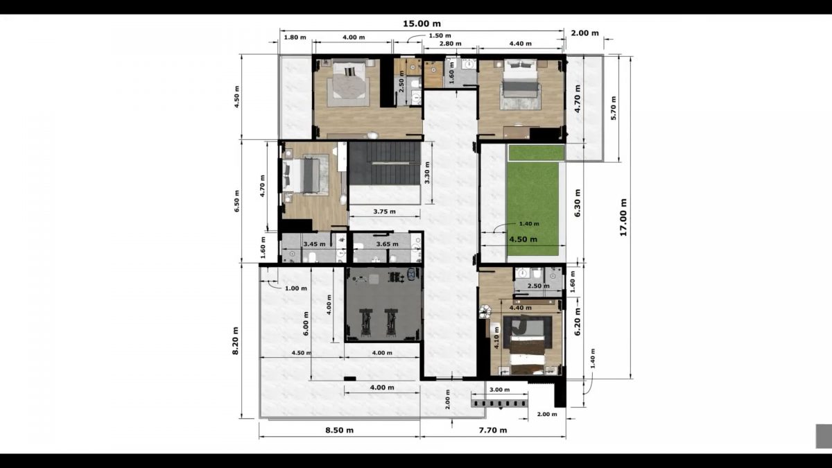 3d Home Plan 49x56 Feet House Design 15x17 M 5 Bed 8 Bath