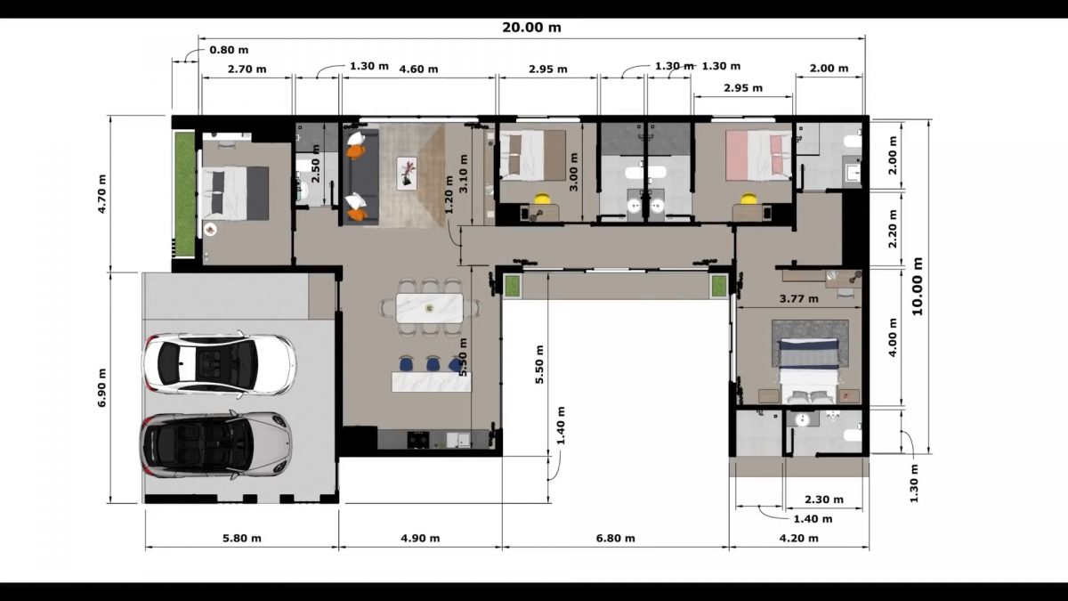 3d House Design 33x66 Feet House Plan 10x20 Meter 4 Beds 5 Baths