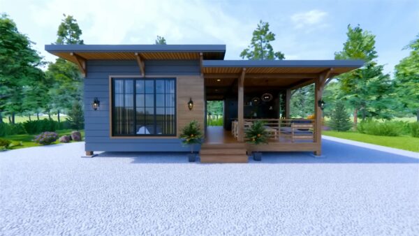 Exterior House Design 26x26 Feet 8x8 Meter 2 Beds 2 Baths Shed Roof