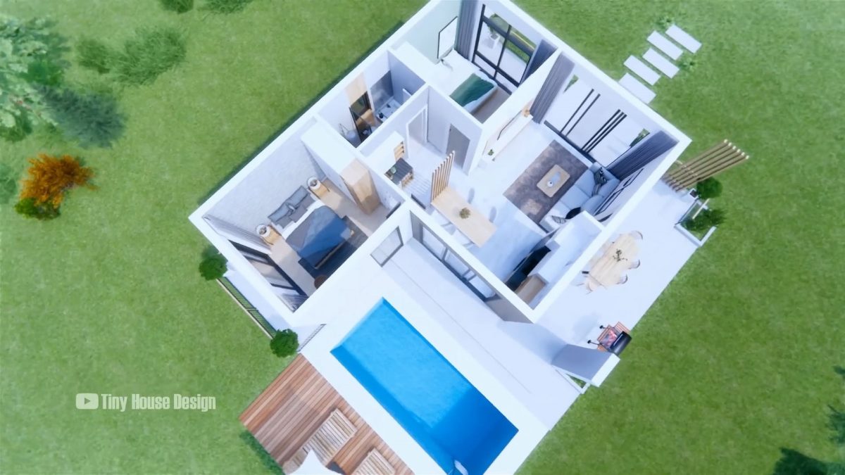 House Design 24x31 Feet Home Design 7.2x9.5 M 2 Bed 1 Bath with Swimming pool