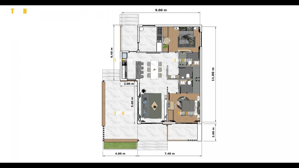 House Design 30x36 Feet Home Design 9x11 M 2 Bed 3 Bath
