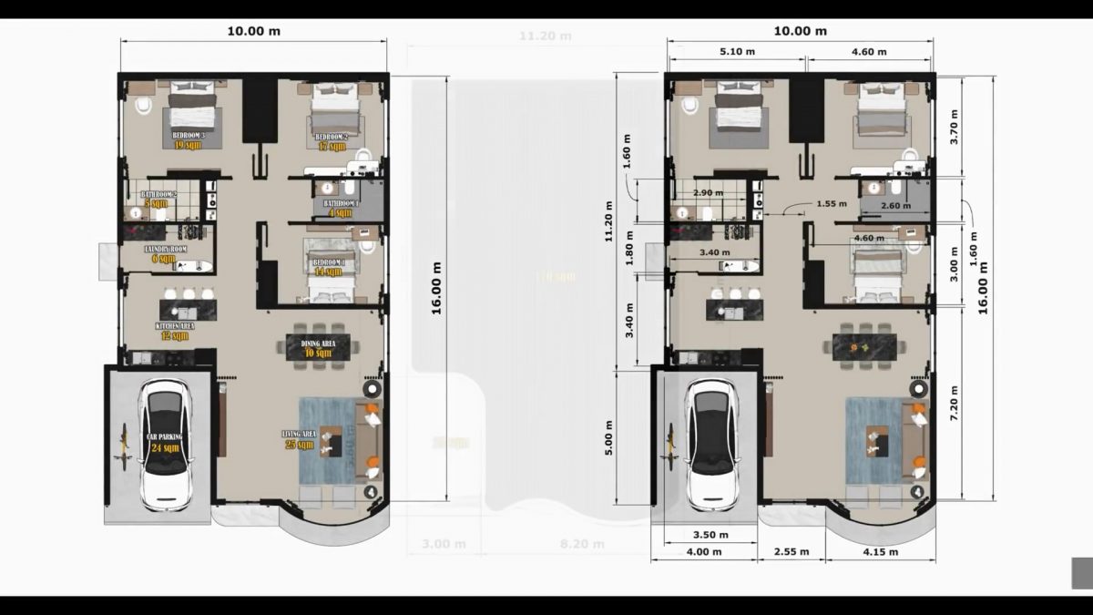 House Design 33x52 Feet Home Design 10x16 Meter 3 Beds 2 Baths