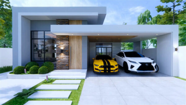 House Design Drawing 30x49 Feet Home Design 9x15 M 4 Beds 2 Bath