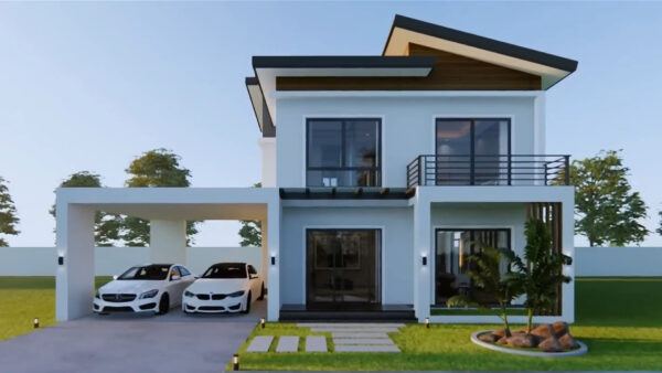 Simple House Design 25x39 Feet House Design 7.5x12 M 4 Beds 3 Bath