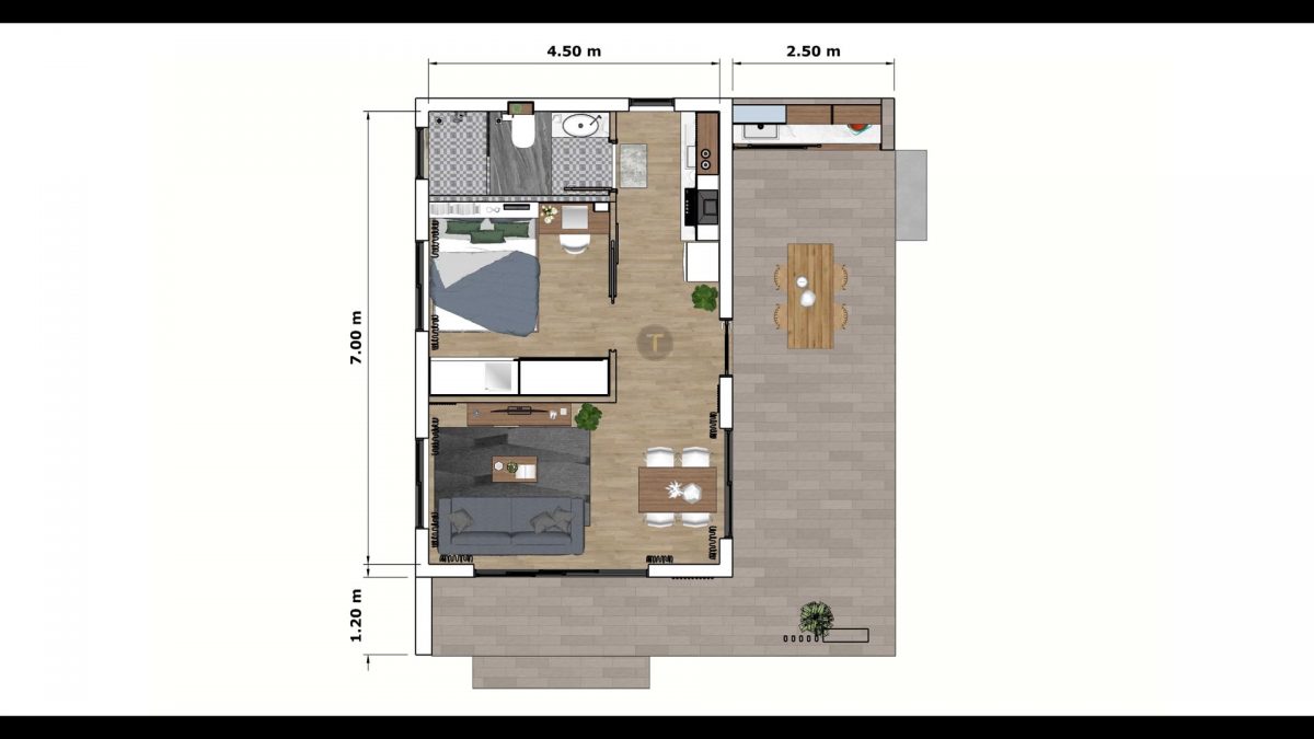 Small House Design Home 23x28 Feet Design Plan 7x8.5 M 1 Bed 1 Bath
