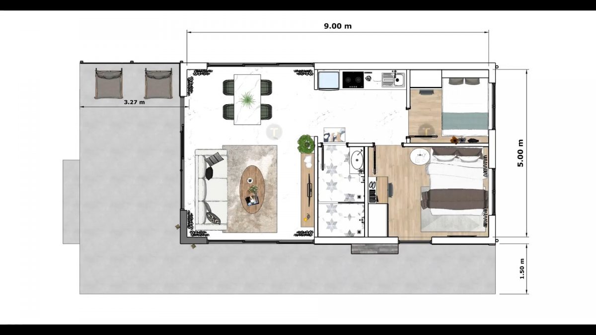 Small House Design 17x30 Feet Home Design 5x9 M 2 Bed 1 Bath