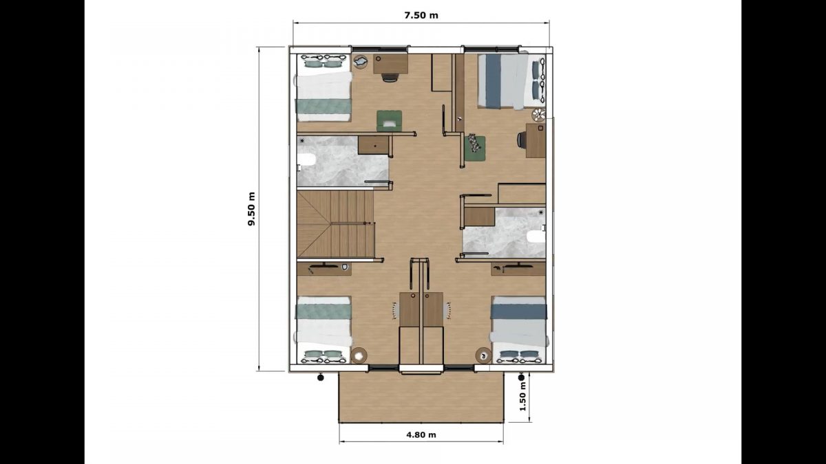 Small House Design 25x31 Feet Home Design 7.5x9.5 M 4 Bed 3 Bath