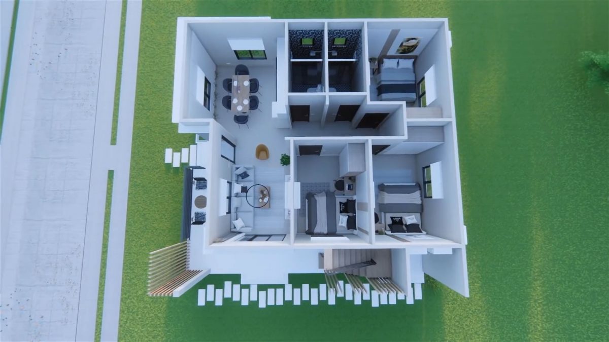 Small House Design 28x33 Feet Home Design Plan 8.50x10 M 3 Bed 2 Bath