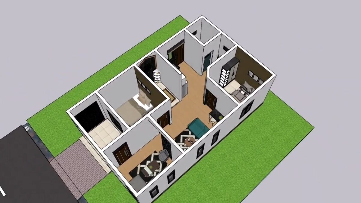 Small House Design 6x10 Meter 20x33 Feet 2 Beds 1 bath