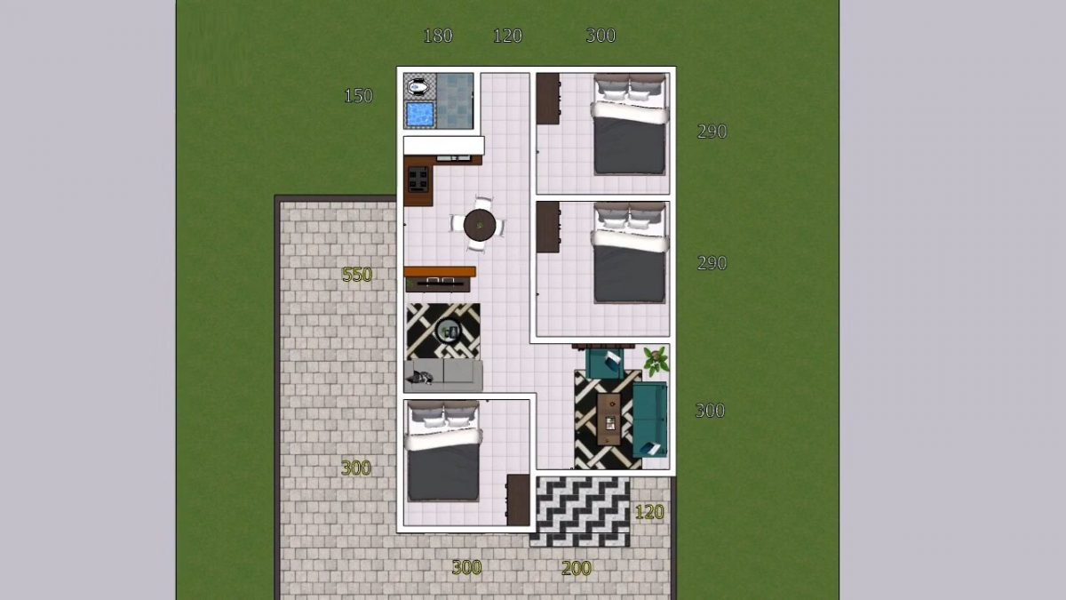 Small House Design 6x10 Meter 20x33 Feet 3 Bed 1 bath