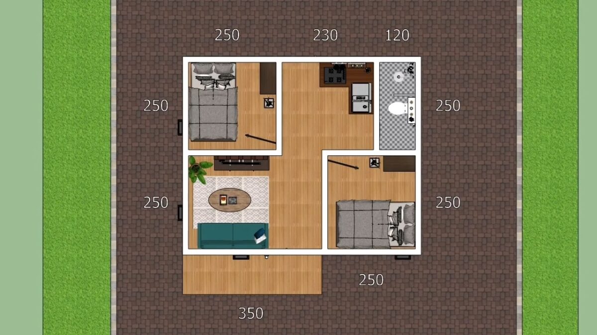 Small House Design 6x5 Meter Home Plan 20x17 Feet 2 Beds 1 bath 30sqm