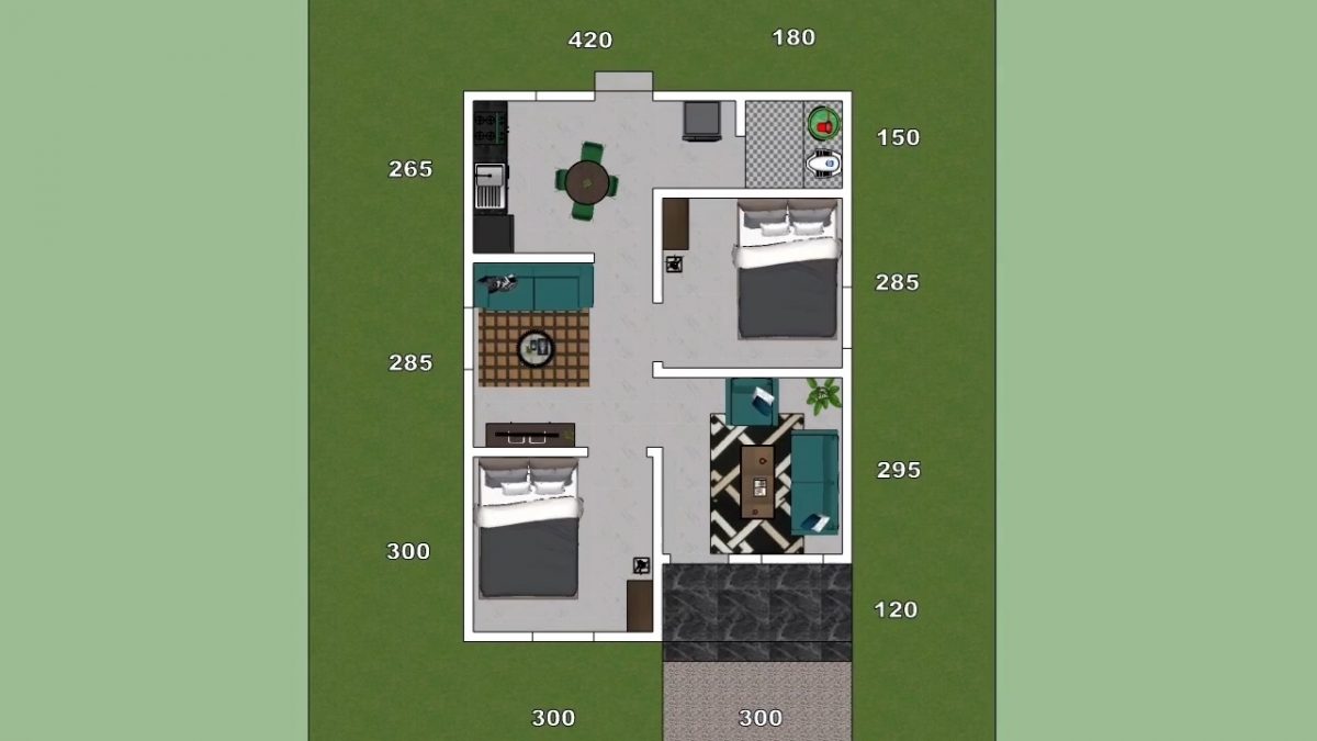 Small House Design 6x8 Meter Home Plan 20x26 Feet 2 Bed 1 bath