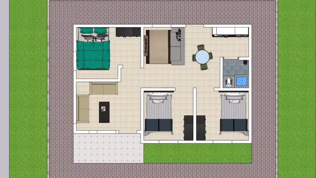 Small House Design 6x9 Meter 20x30 Feet 3 Bed 1 bath