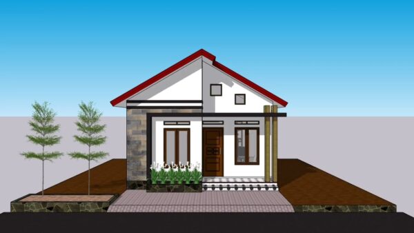 Small House Plan 20x23 Feet 6x7 Meter 2 Beds 1 bath