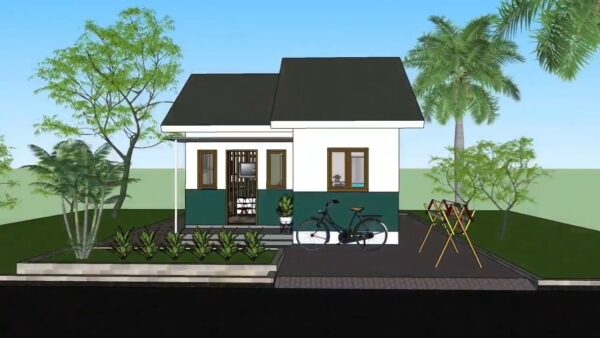 Small House Plan 20x26 Feet 6x8 Meter 2 Beds 1 bath