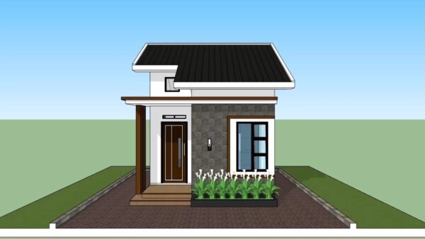 Small House Plan 4x7 Meter 13x23 Feet 1 Beds 1 bath 28xqm