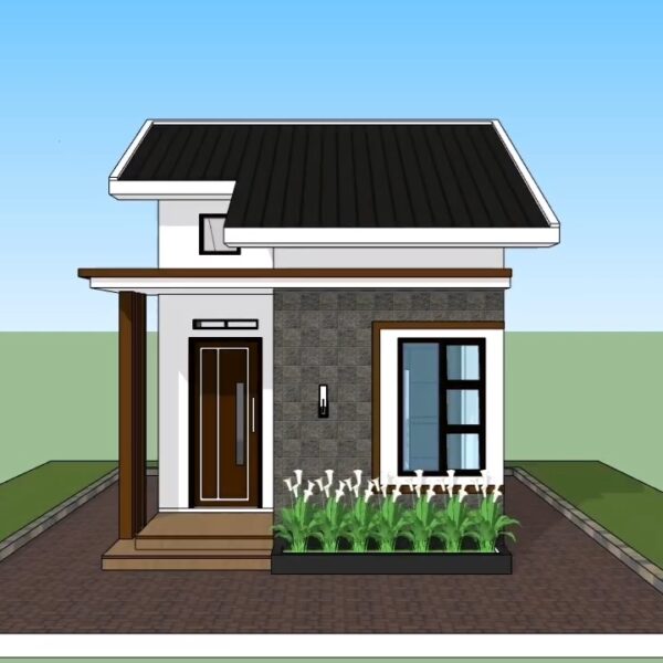Small House Plan 4x7 Meter Home Design 13x23 Feet 1 Beds 1 bath 28xqm