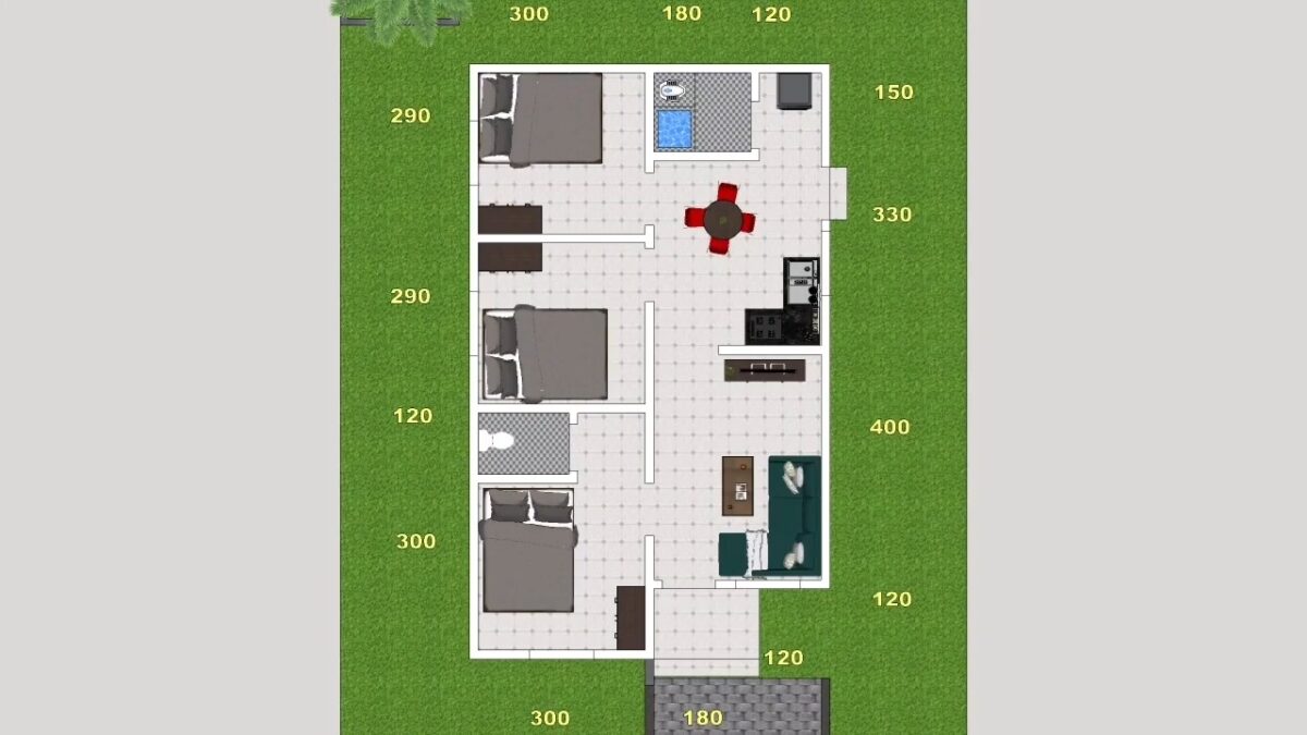 Small House Plan 6x10 Meter 20x33 Feet 3 Beds 1 bath