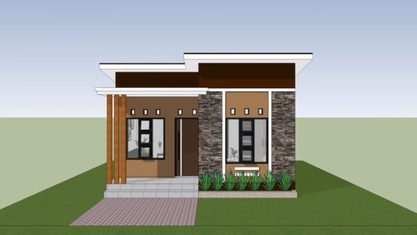 Small House Plan 6x7 Meter 20x23 Feet 2 Bed 1 bath