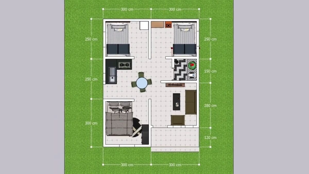 Small House Plan 6x8 Meter House Design 20x26 Feet 3 Beds 1 bath